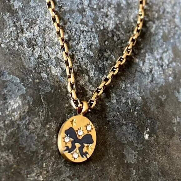 NEW Small Black Bow Pendant Necklace - Picture 2 of 8